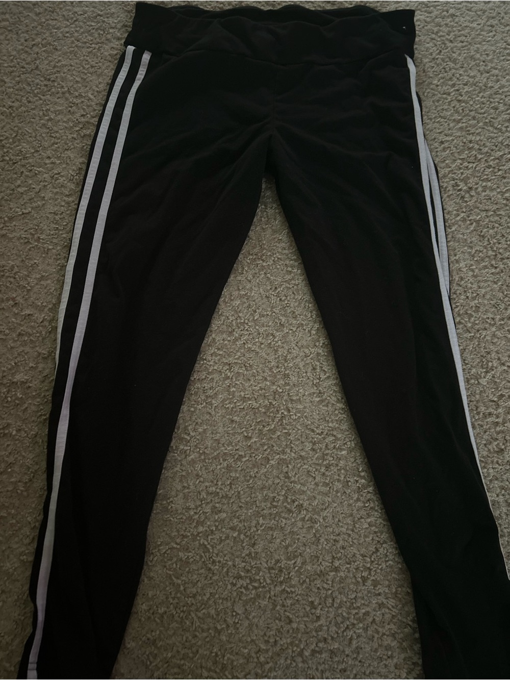 No Boundaries Black Leggings with White Side Stripes